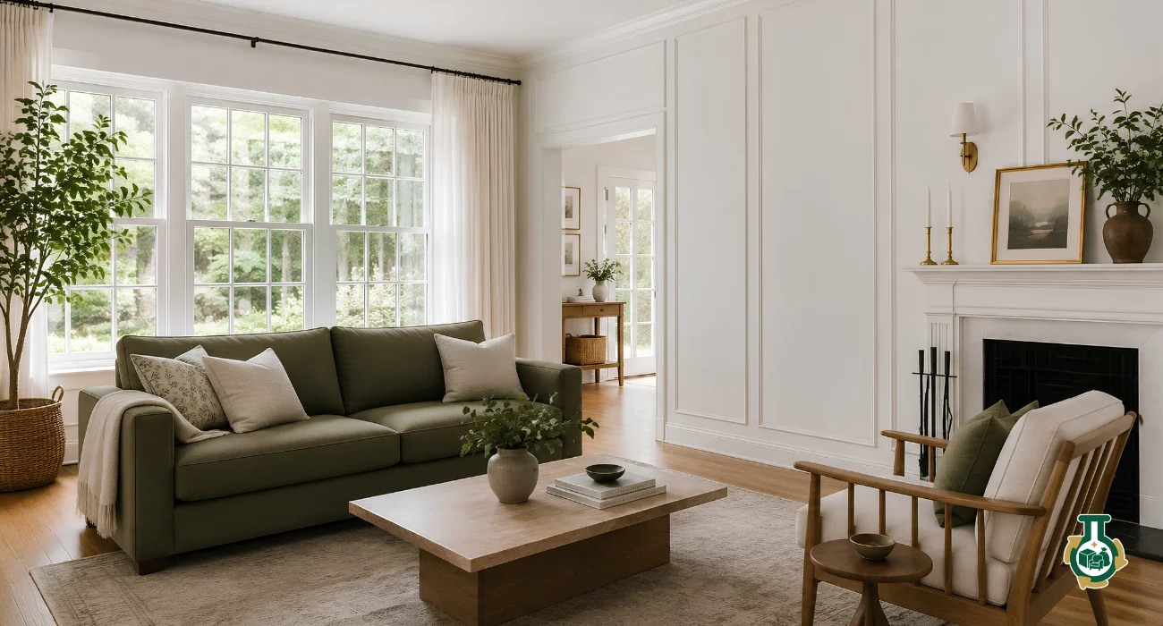 Furniture Removal: a living room with a sofa, armchair and coffee table